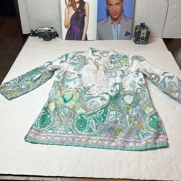 Charter club luxury linen tunic blouse - Picture 3 of 11